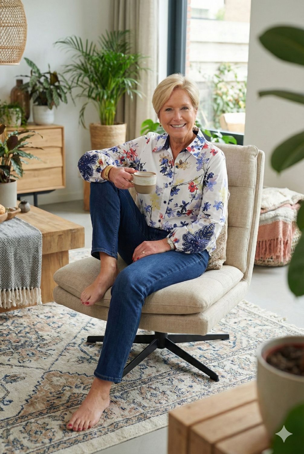 blouse with embroidery and print