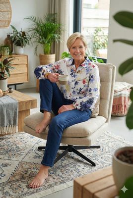 blouse with embroidery and print