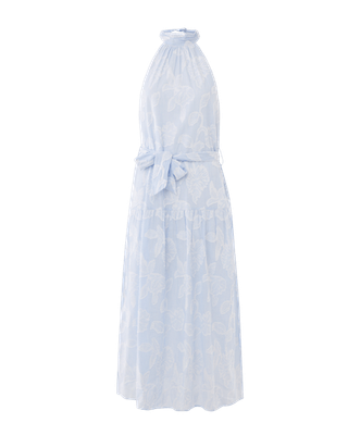 Striped flower jacquard dress