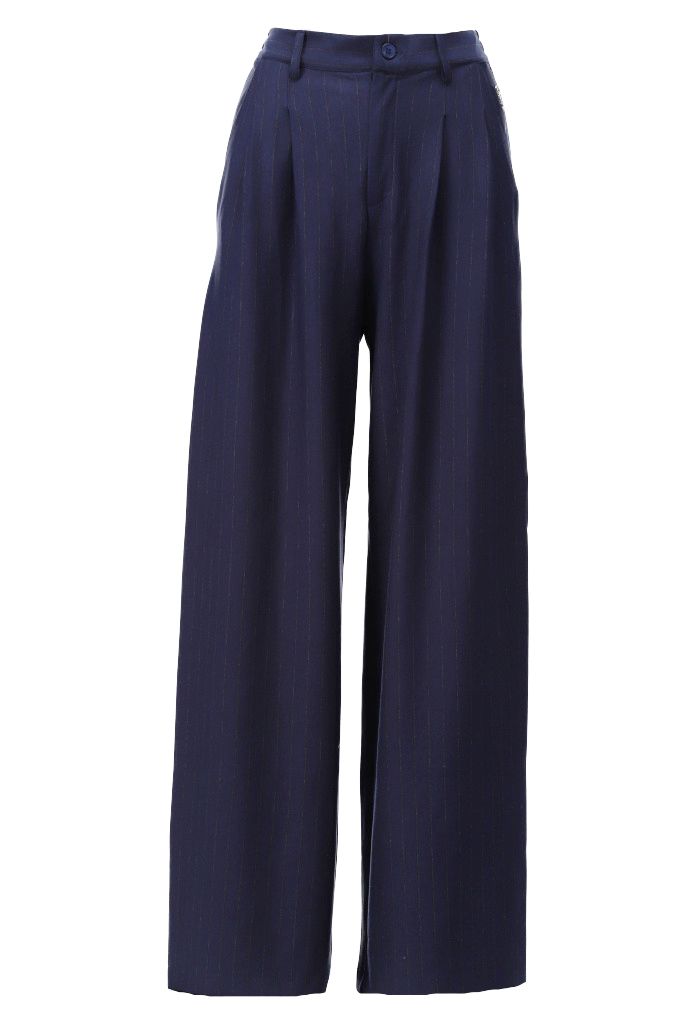 Broek met krijtstreep &amp; plooien