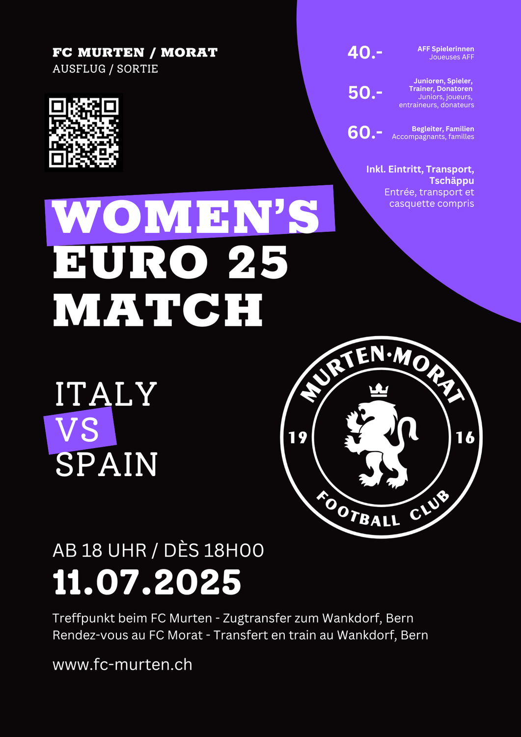 Women&#39;s Euro25 Match - Italy/Spain @Bern - 11.07.2025