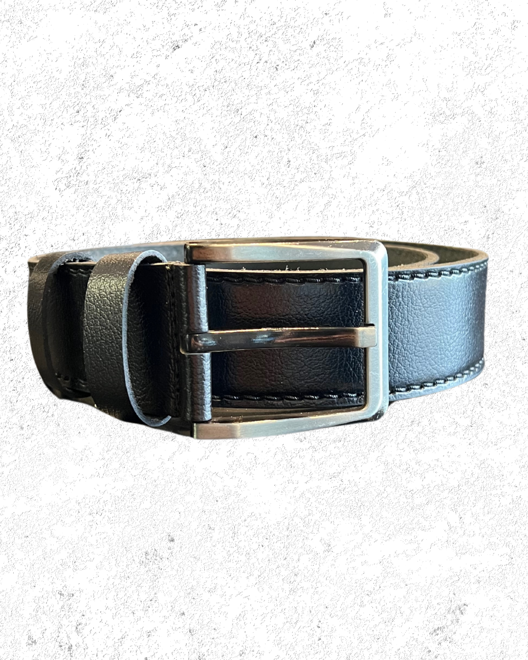Stitched Leather Belt - Black