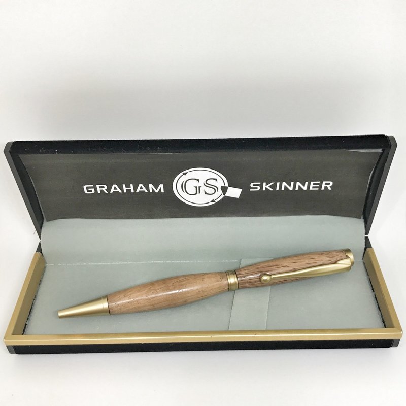 Bailey Brushed Gold Pen in Hickory