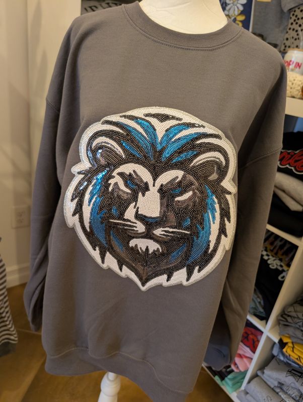 SEQUIN LIONS FACE CREW