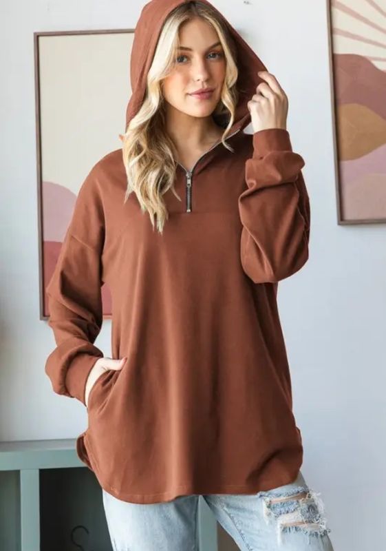 Rust Half Zip Hoodie