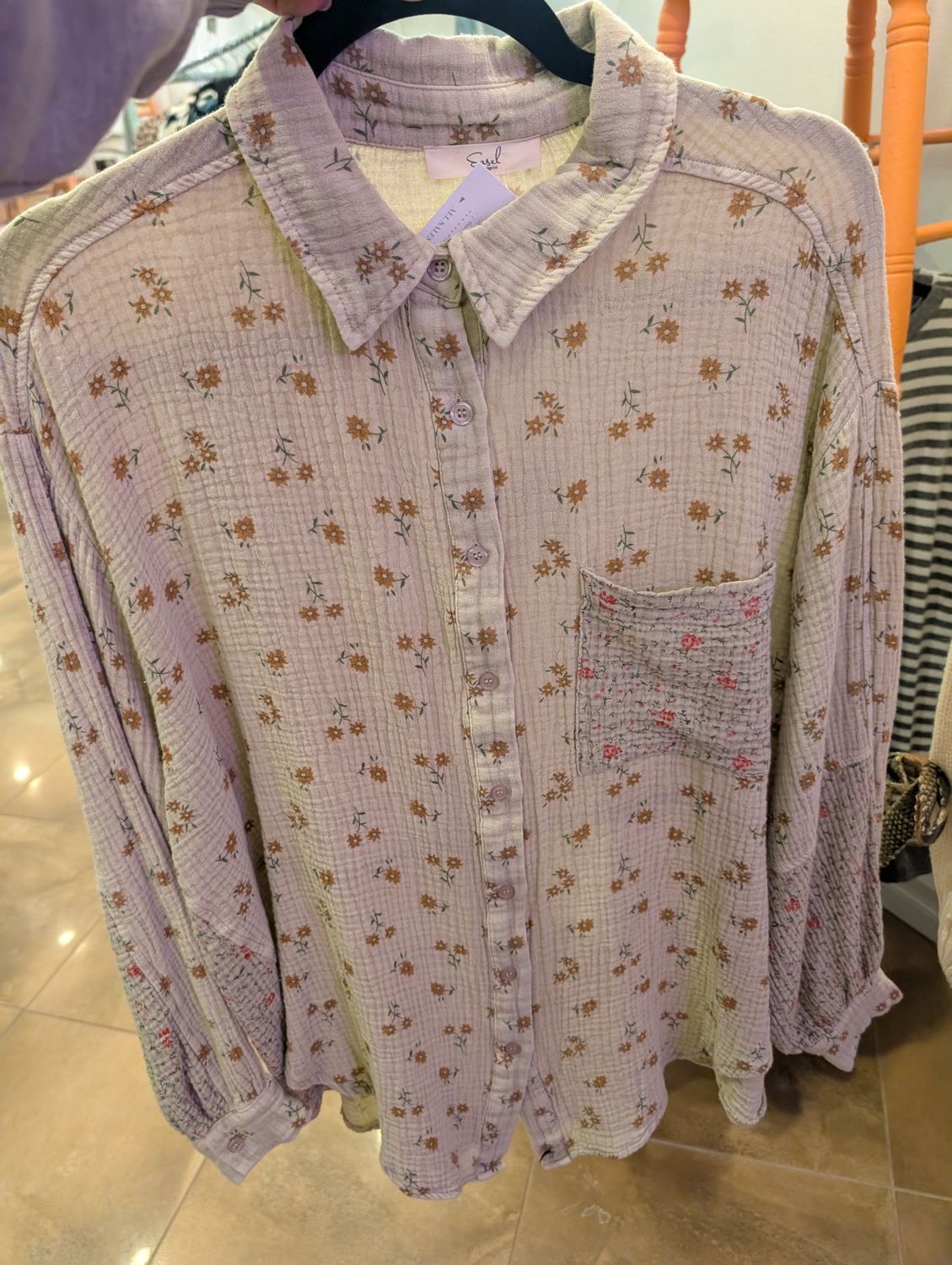 EASEL COTTON GAUZE BUTTON DOWN