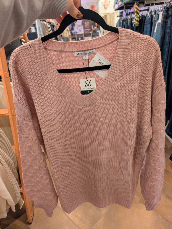 Rose Texture Sleeve Sweater