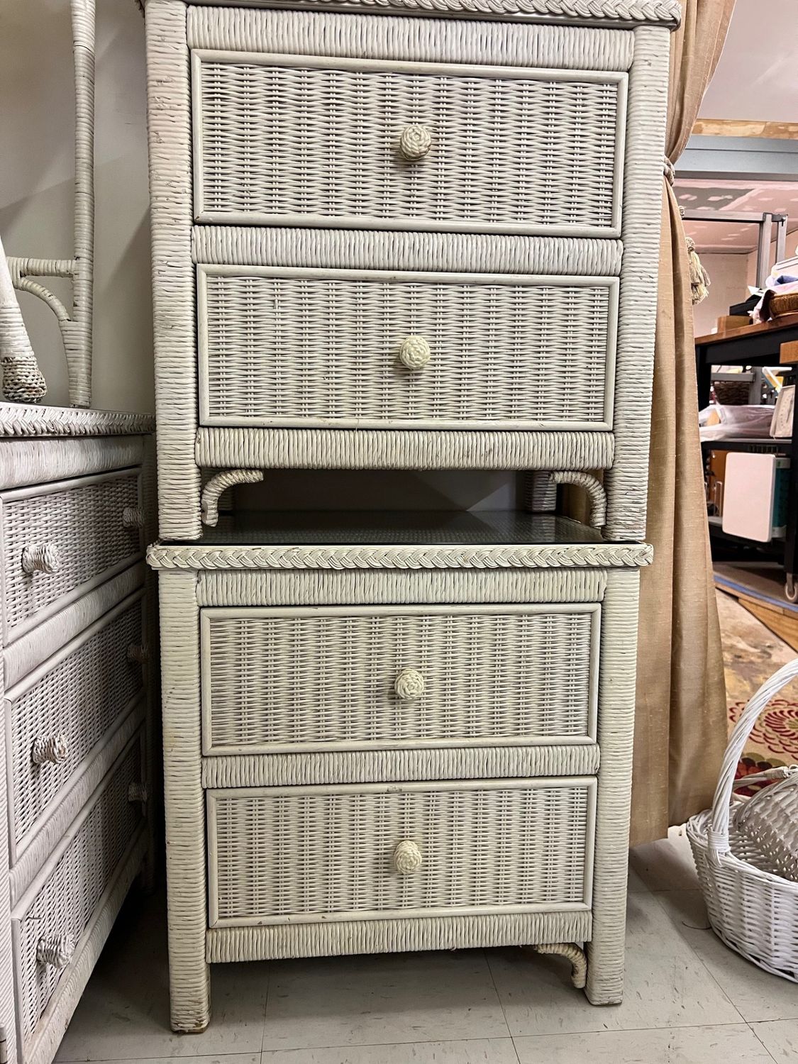 Vintage Henry Link Wicker End Table