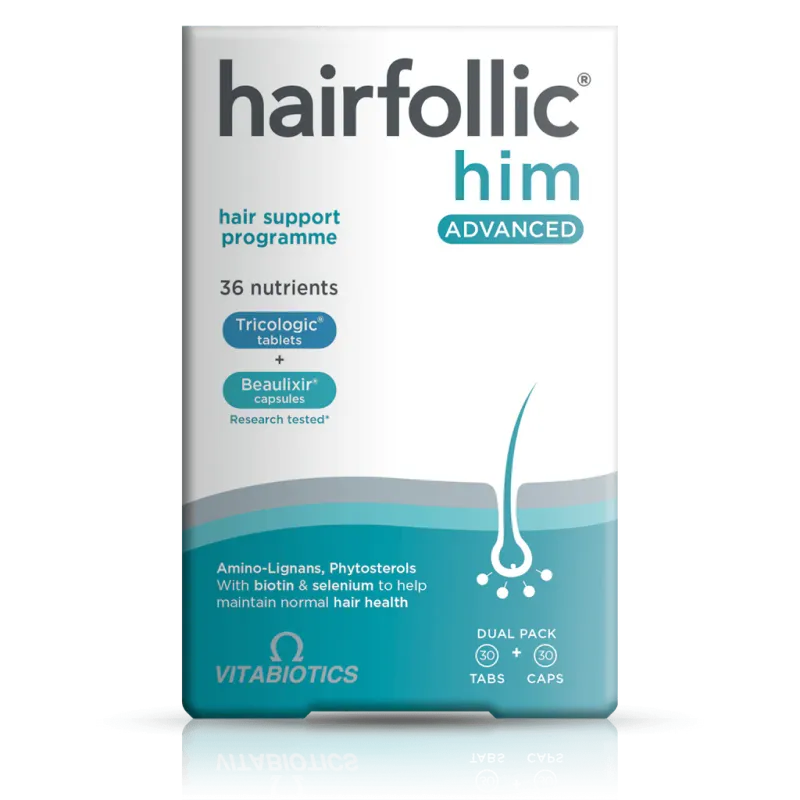 Vitabiotics Hairfollic Him Advanced - 30 Tablets + 30 Capsules
