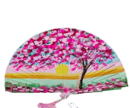Abanico  madera  Árbol en Flor.