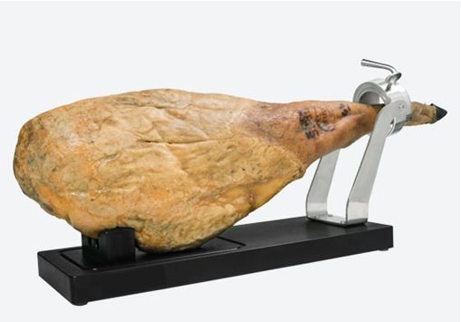 Soporte Jamonero Ibérico inox. base polietileno negro.