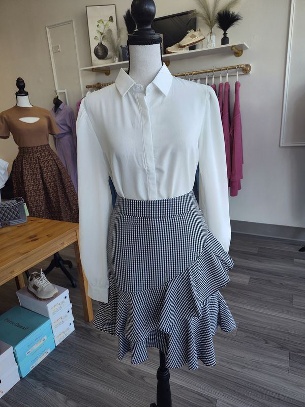 Gingham High Waist Ruffle Mini Skirt
