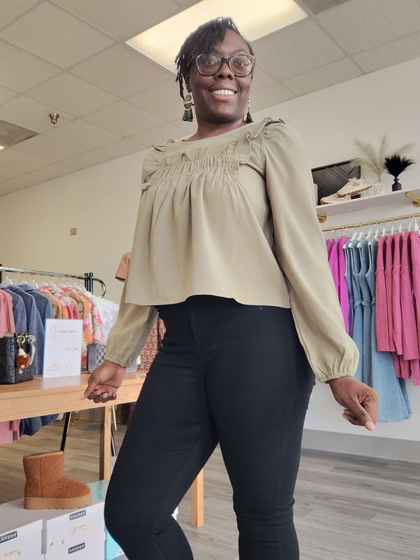 Cassie Ruffle Shoulder Blouse