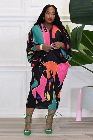 Kirsti Midi Colorful Abstract Print Dress