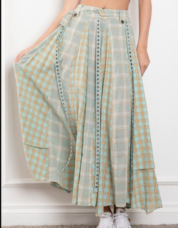 Plaid Skirt w/Eyelet Detail