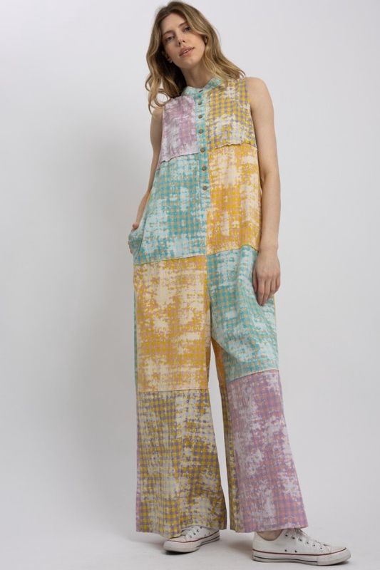 Plaid Patchwork Jumpsuit