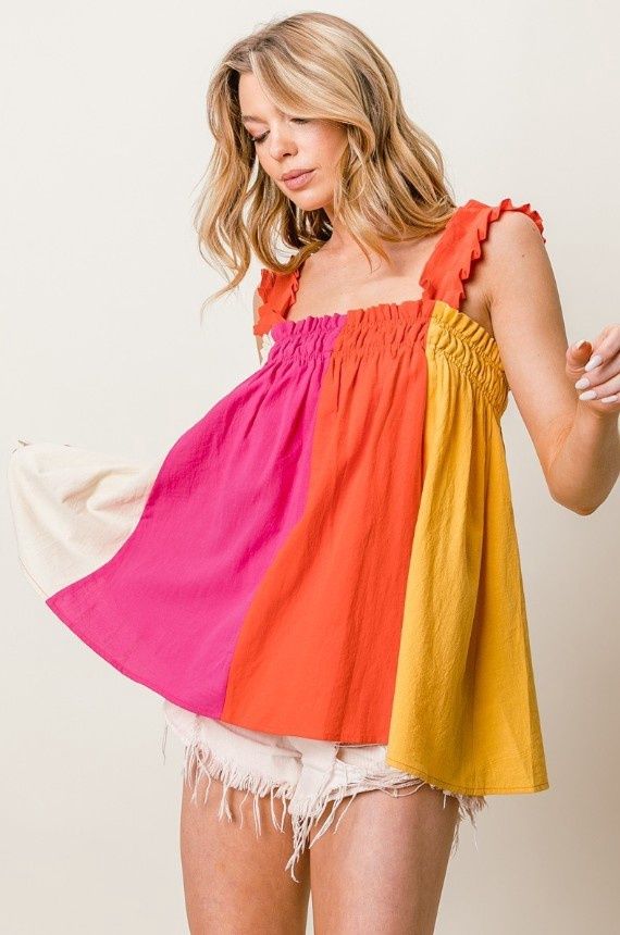 Color Block Tent Blouse