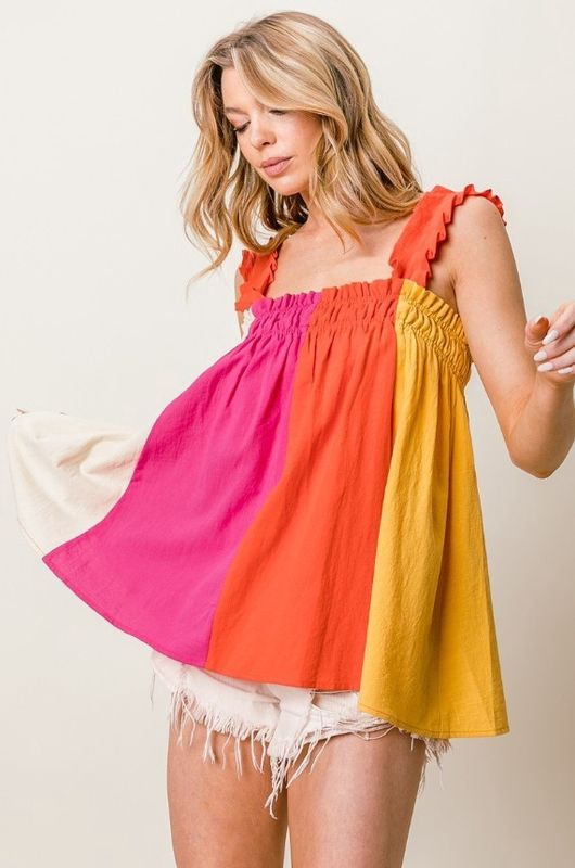 Color Block Tent Blouse
