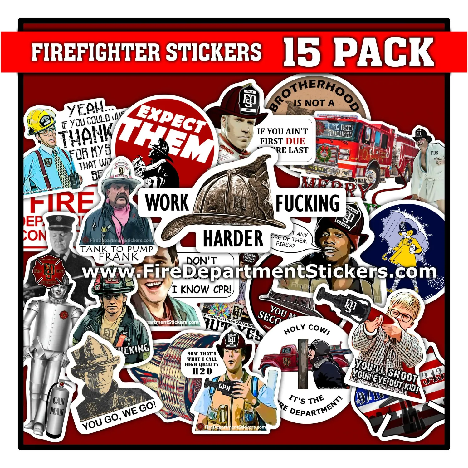 15 Pack | Firefighter Stickers | Mix and Match Sticker Pack | Firefighter Gifts