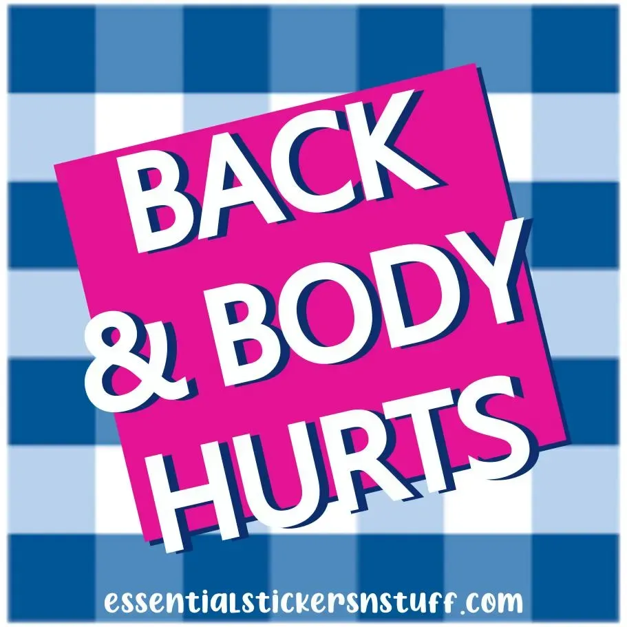 Back and Body Hurts | Old Age | Adult Humor | Funny | Memes | Gifts | Hardhat | Stickers | Decals