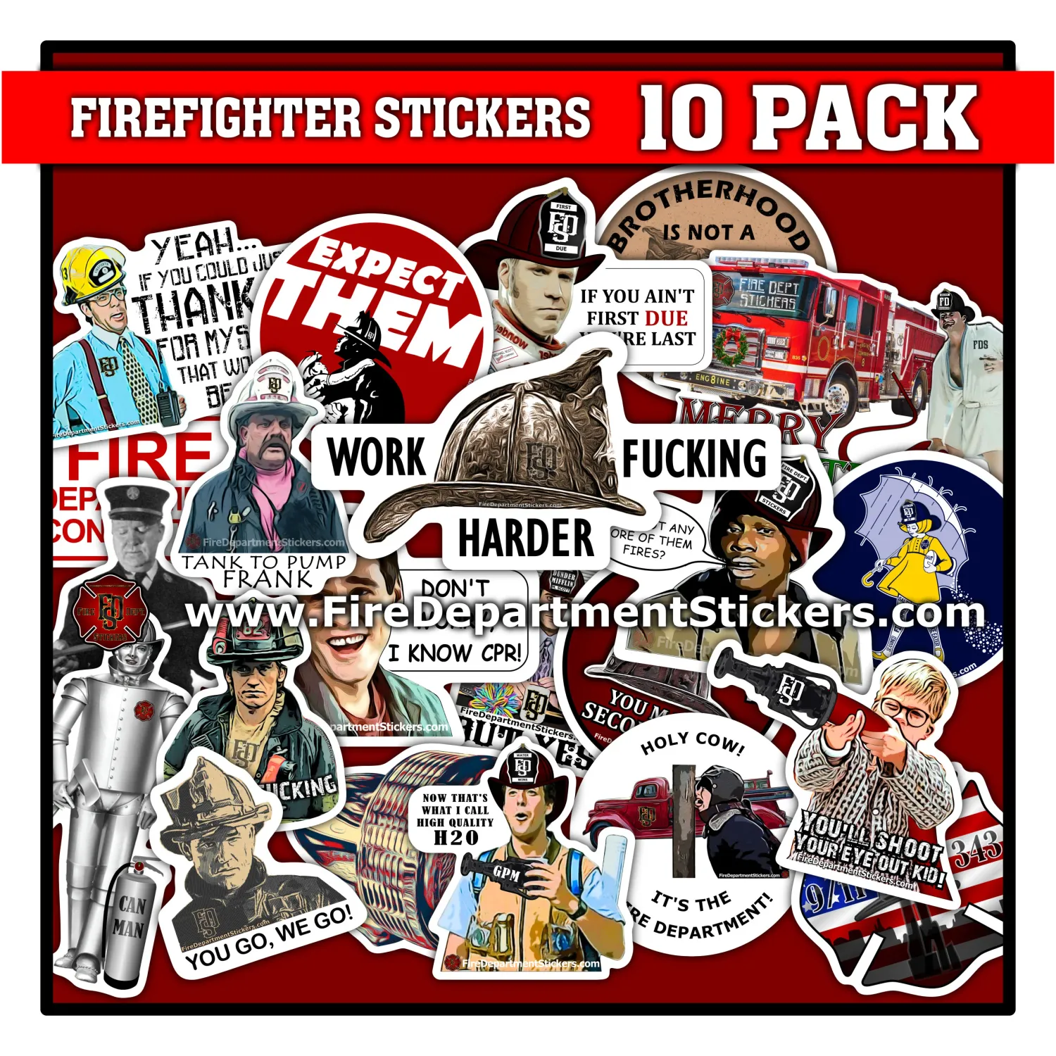 10 Pack | Firefighter Stickers | Mix and Match Sticker Pack | Firefighter Gifts
