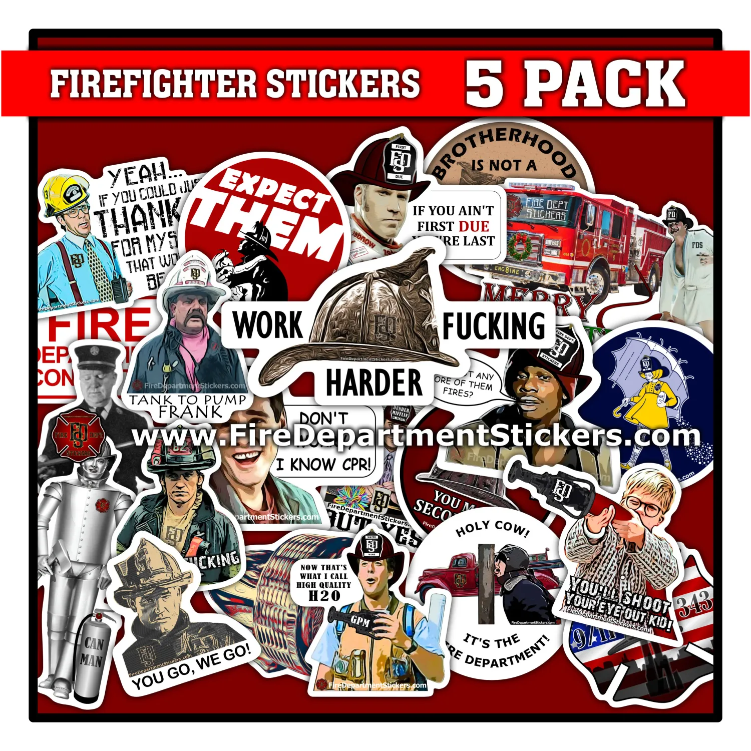 5 Pack | Firefighter Stickers | Mix and Match Sticker Pack | Firefighter Gifts