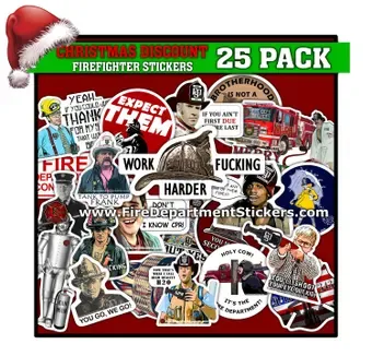 25 Pack Firefighter Stickers | Christmas Gift | Meme | Helmet Sticker | Fireman | Gift