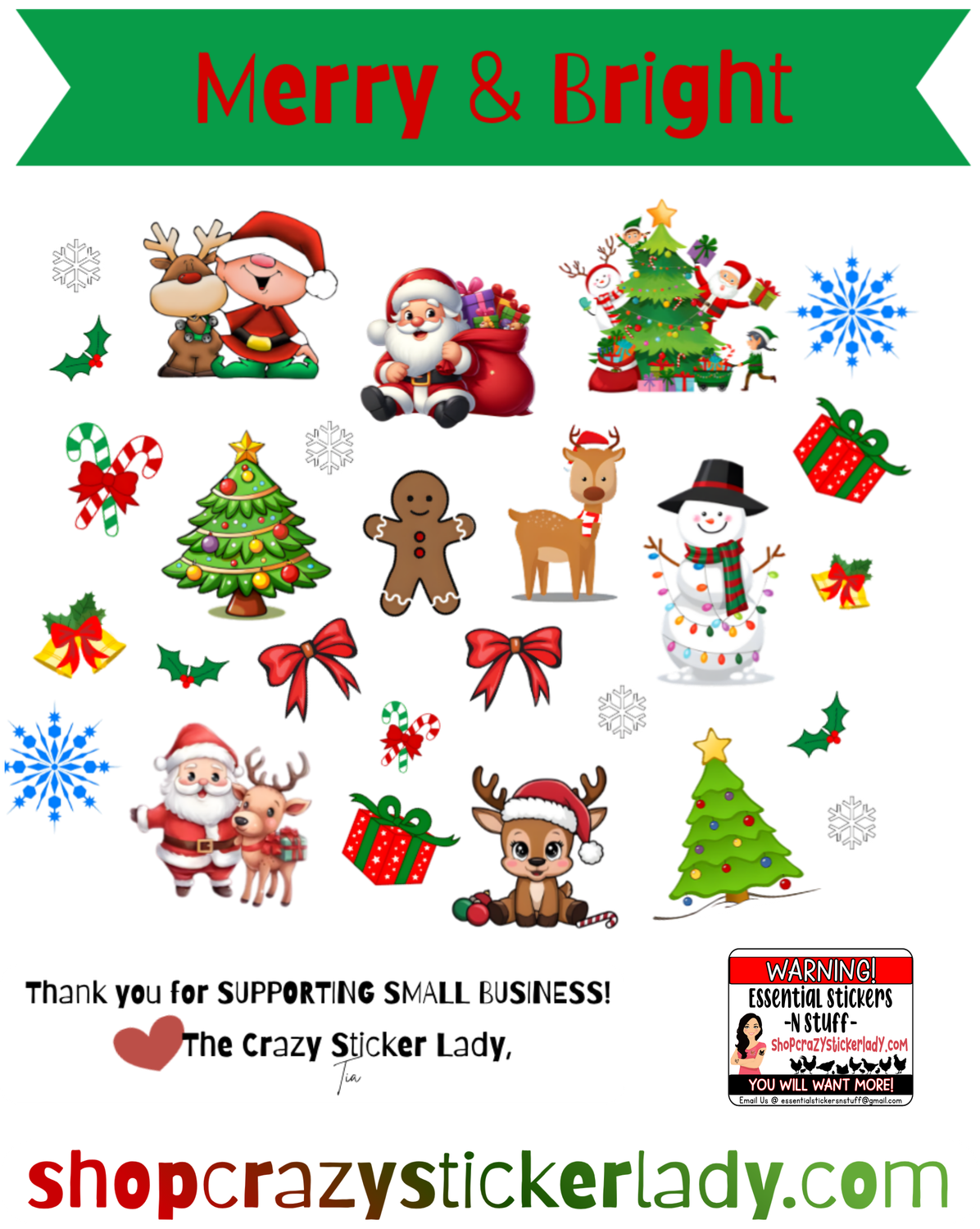 Merry &amp; Bright | Christmas Stickers