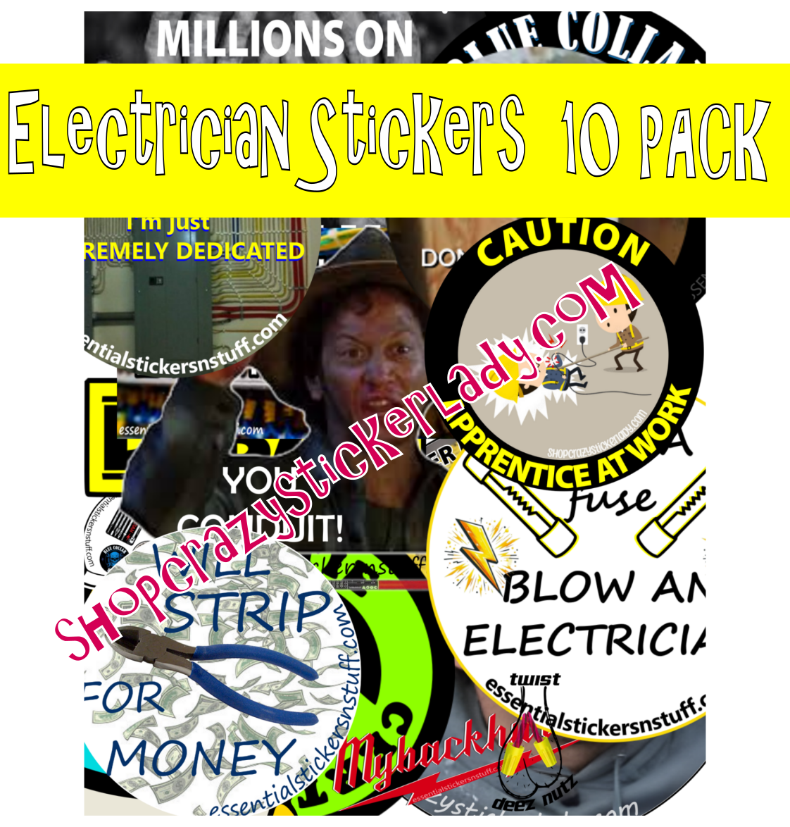 10 Pack | Electrician Stickers | Mix and Match Sticker Pack | Gifts