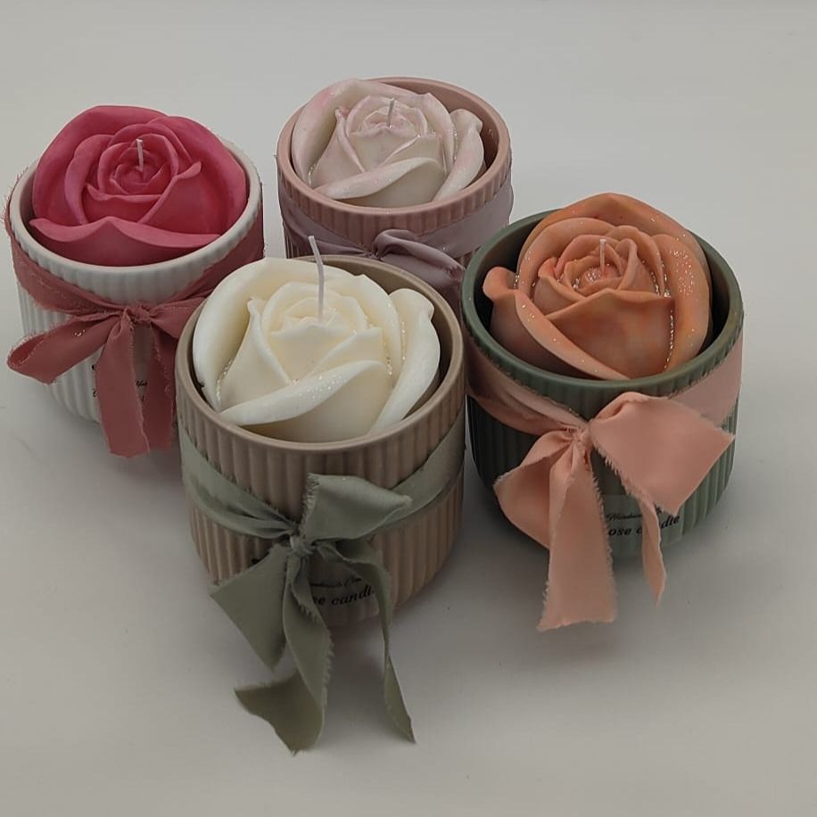 Rose Candle in ceramic container