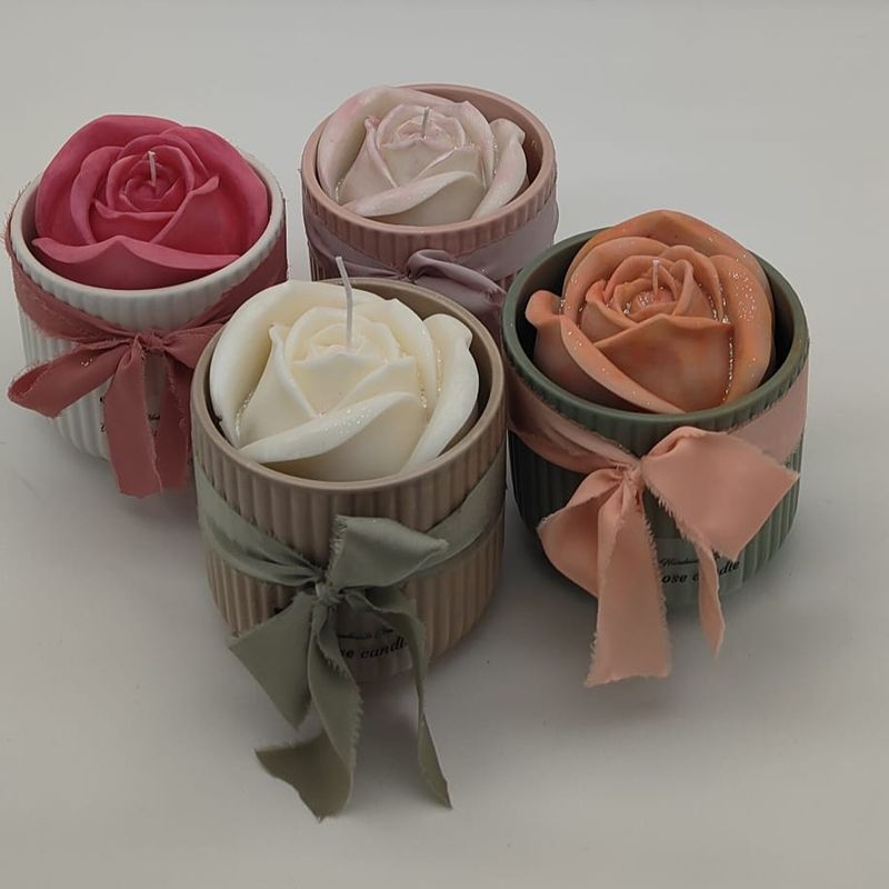Rose Candle in ceramic container
