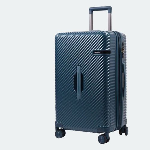 Hartschalen Trolley Set, 3-teiliges Reisekoffer Set mit Rollen, Carbon-Optik, blau