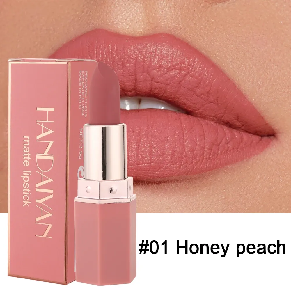 HANDAIYAN 6 Shades Matte Matte Lipstick Velvet Easy Tinting Long-Wear, Size: Full Size, Color: H1001-01