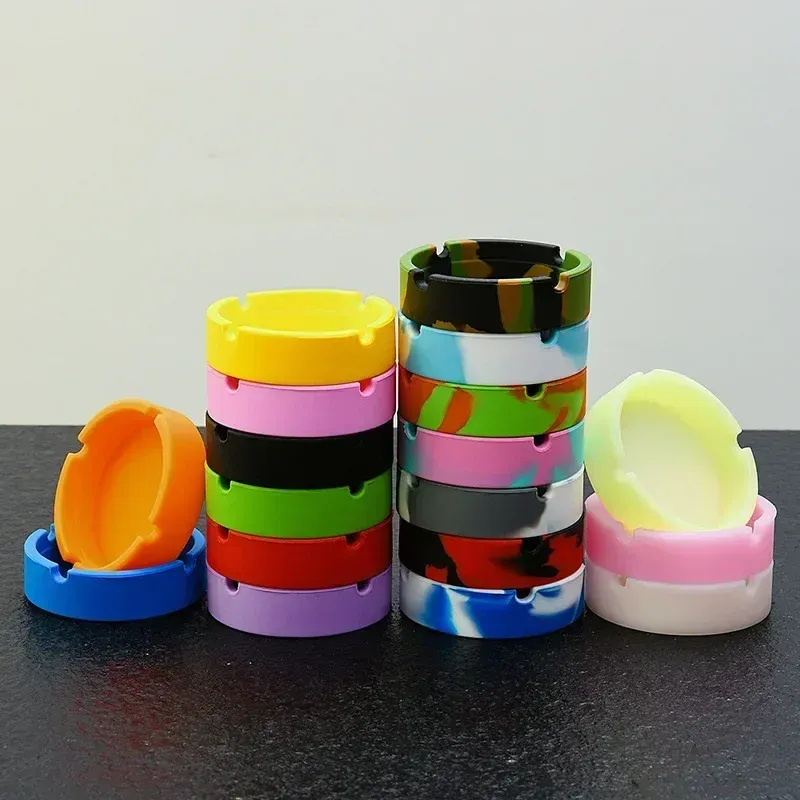 Creative Round Home Portable Ashtray Marble Stripe Camouflage Luminous