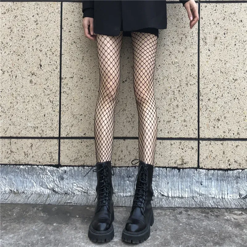 Simplejewejl Hot Women Long Sexy Hollow Out Fishnet Stockings, Size: Free size, Color: Mid