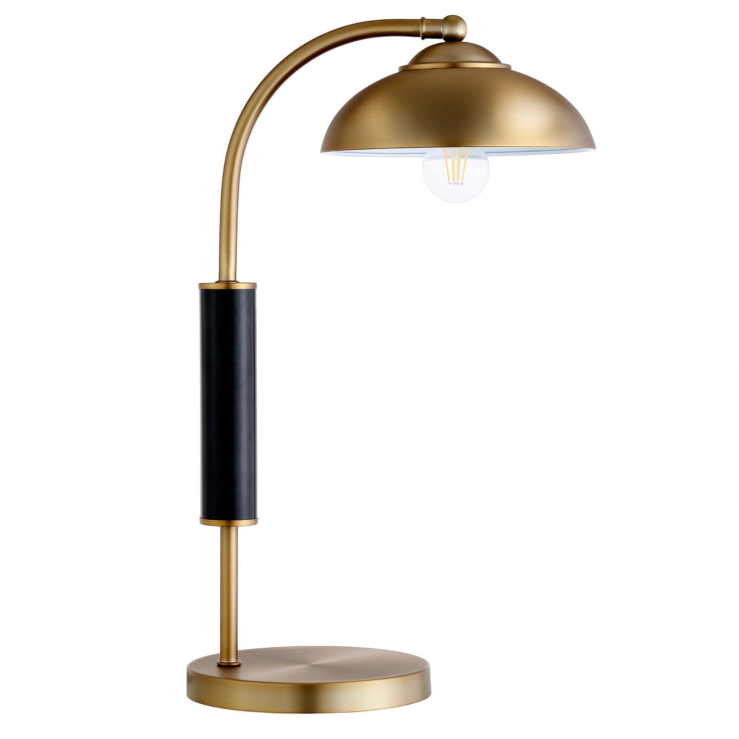 24&quot; Gold and Black Metal Desk Table Lamp With Gold Dome Shade