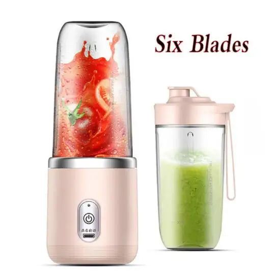 Portable Juicer Blender 300ml Electric Fruit Juicer USB Charging Lemon, Color: Pink with 2 Cups