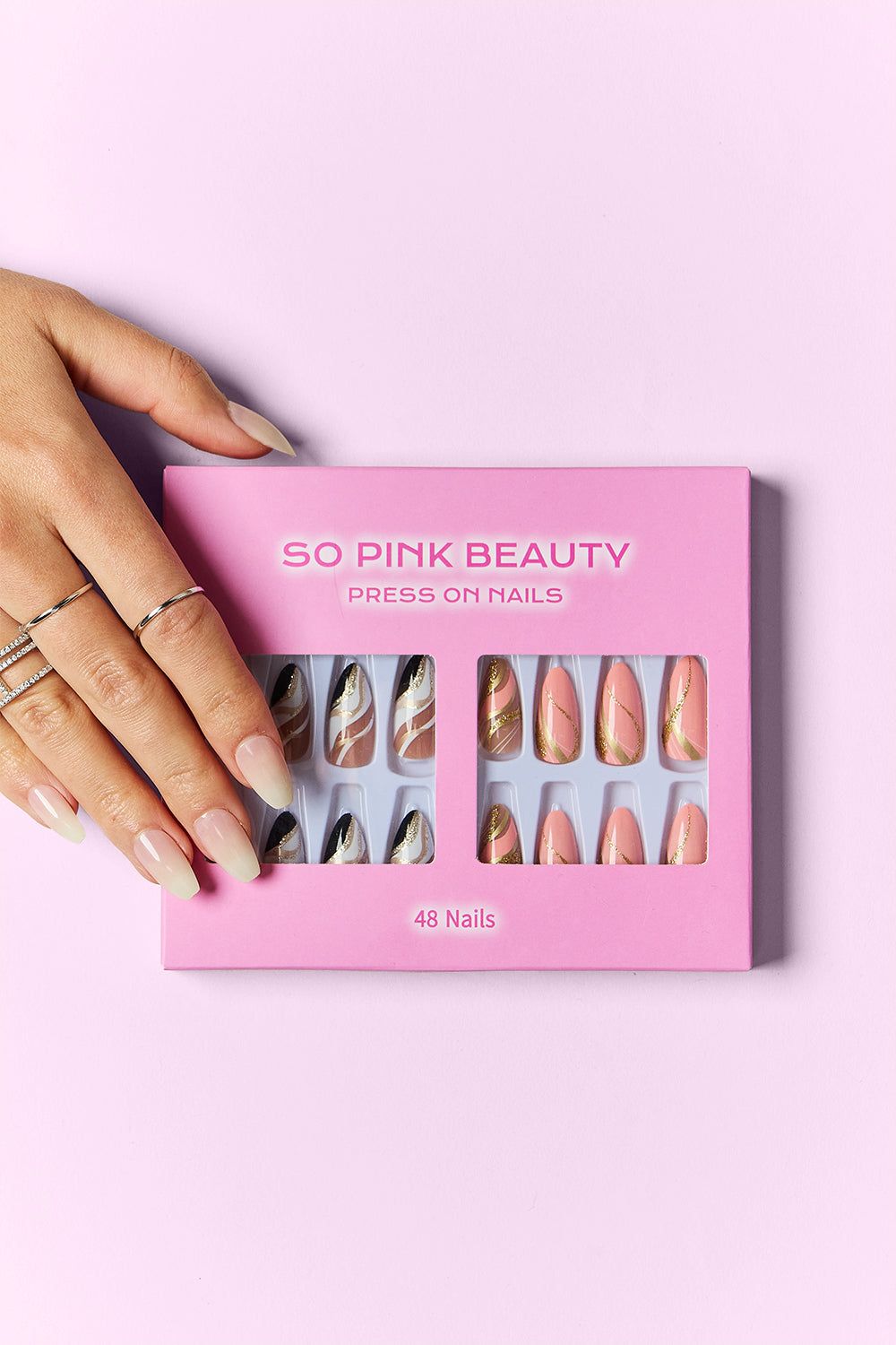 SO PINK BEAUTY Press On Nails 2 Packs, Size: One Size, Color: Marbled Magic