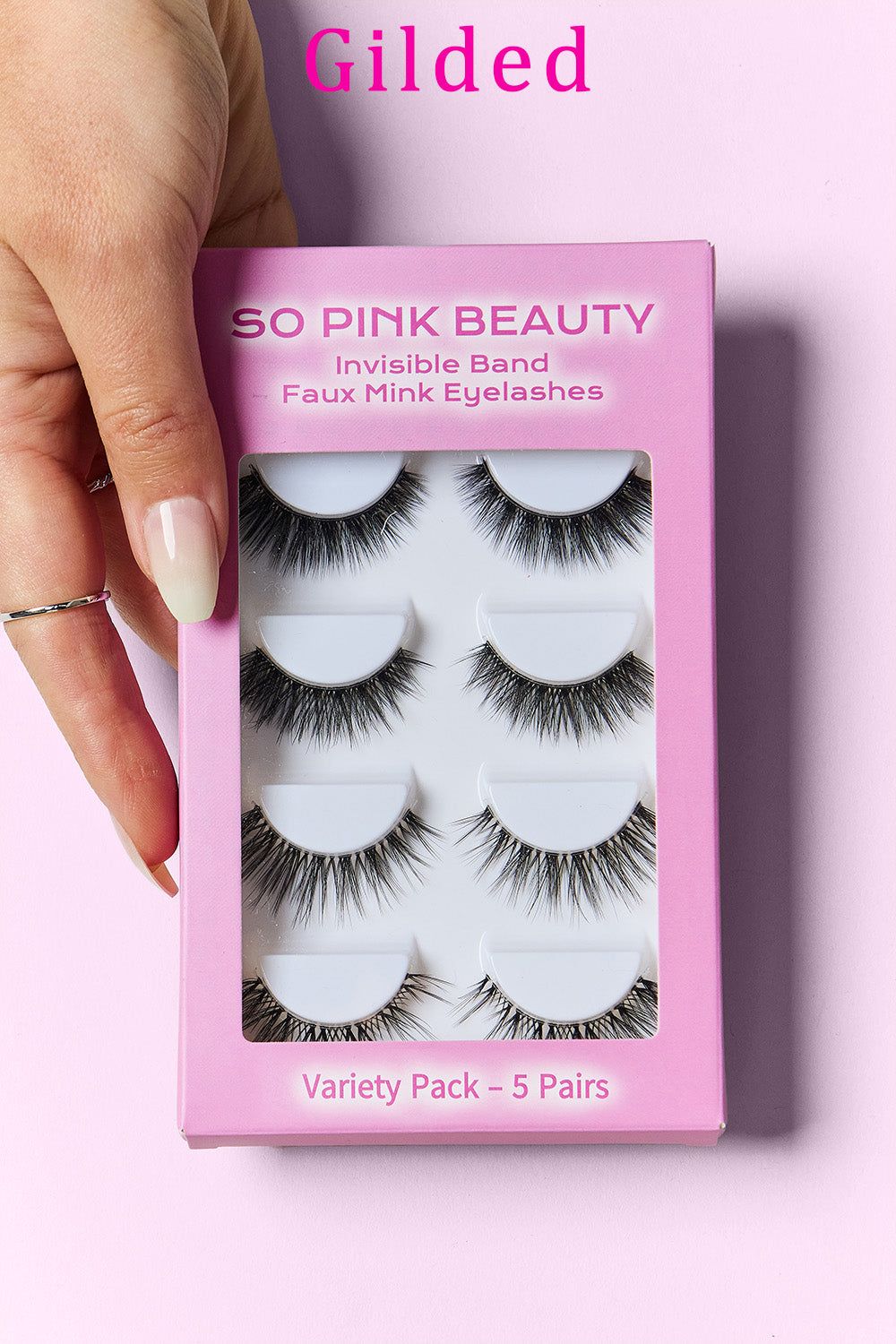 SO PINK BEAUTY Faux Mink Eyelashes Variety Pack 5 Pairs, Size: One Size, Color: Gilded