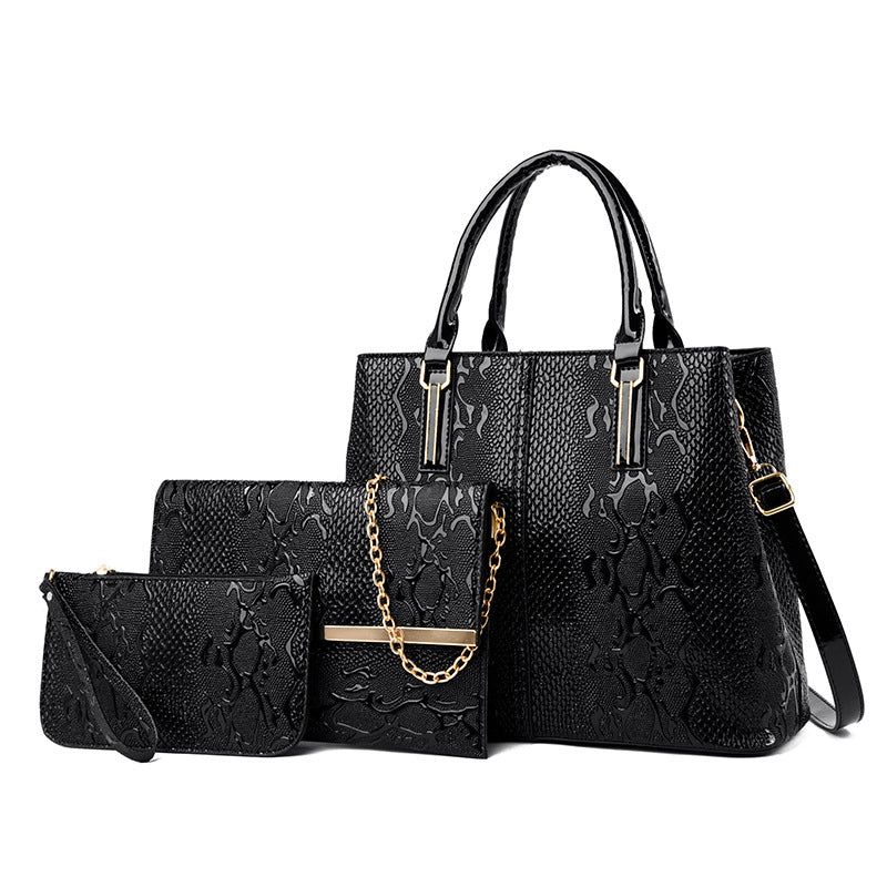 All-match Three-Piece Handbag For Women, Color: Black
