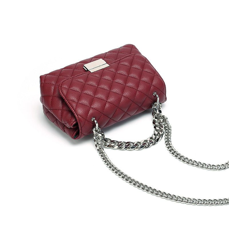 British Style Chain Messenger Bag For Young Women, Color: Red