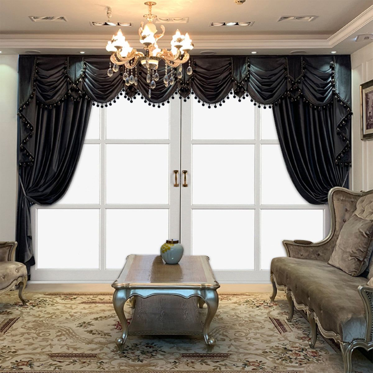 NoirÉlégance™ – Velvet Blackout Curtains for Luxury Villas &amp; Interiors, SGP2022113823: SGP2022113823
