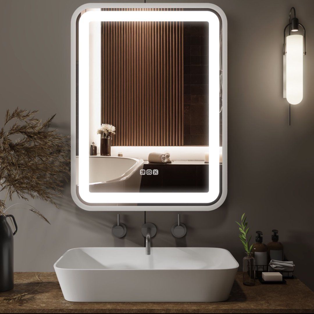LuneluX_Home – Smart LED Bathroom Mirror with Anti-Fog &amp; Touch Control, Color: Silver