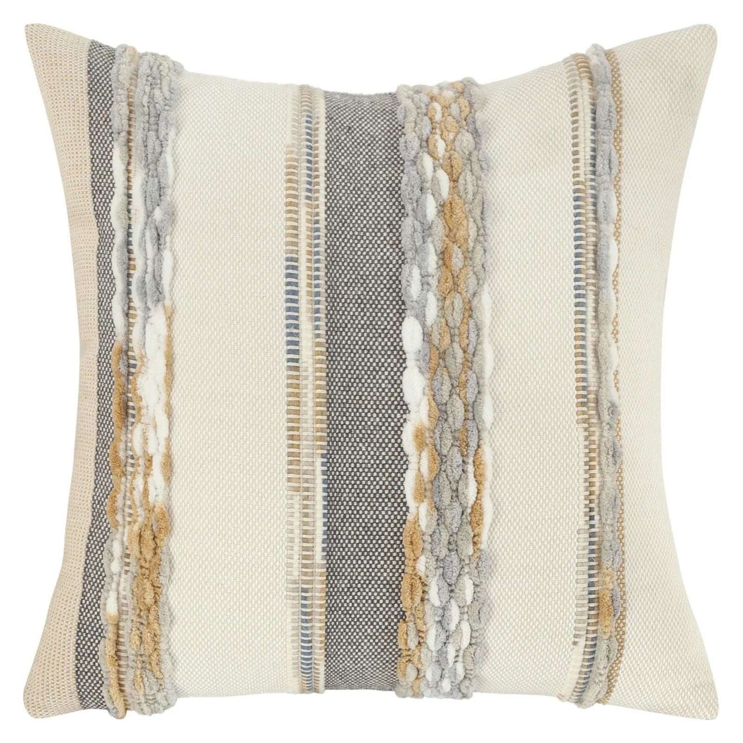 Boho Striped Chenille Throw Pillowcases, Size: 45x45cm, Color: Silver