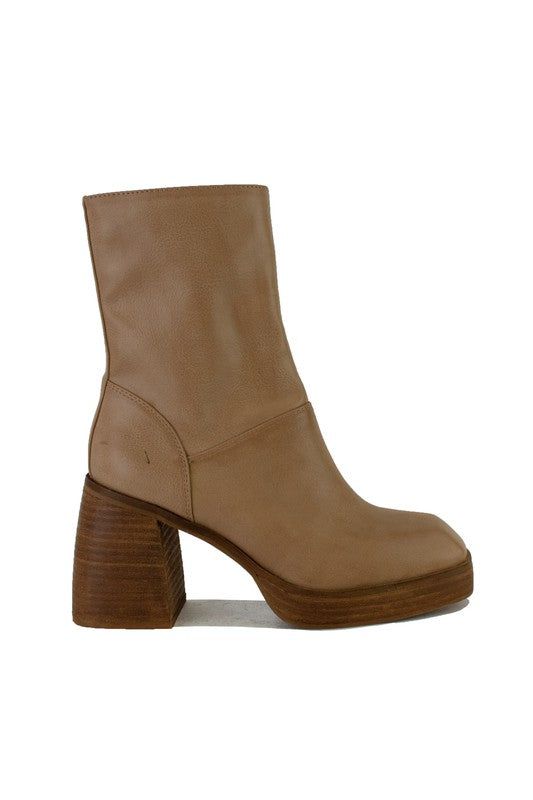 FOSTER-03-CHUNKY HEEL BOOTS, size: 7, color: TAUPE
