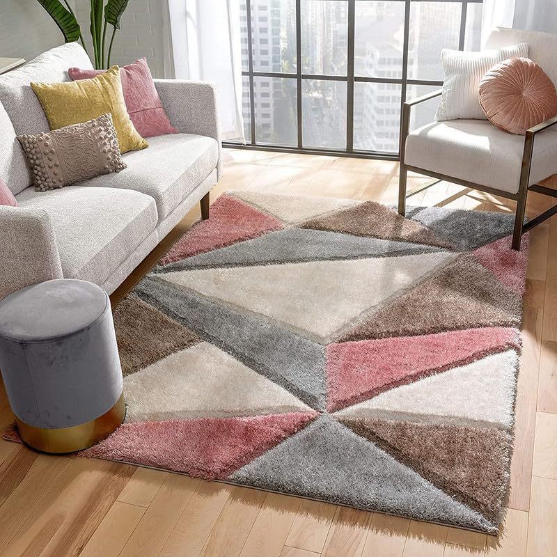 Carpets for Living Room 4x6 Feet | Ivory/Pink/Grey, Size: 4x6 Feet, Color: Ivory/Pink/Grey
