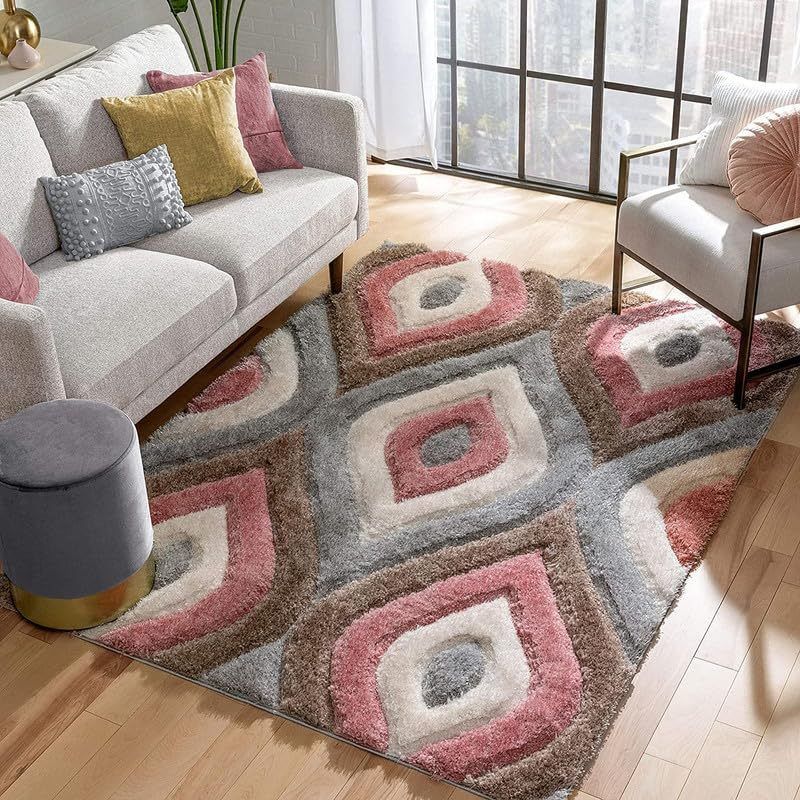 Carpets for Living Room 4x6 Feet | Coco/Pink/Grey