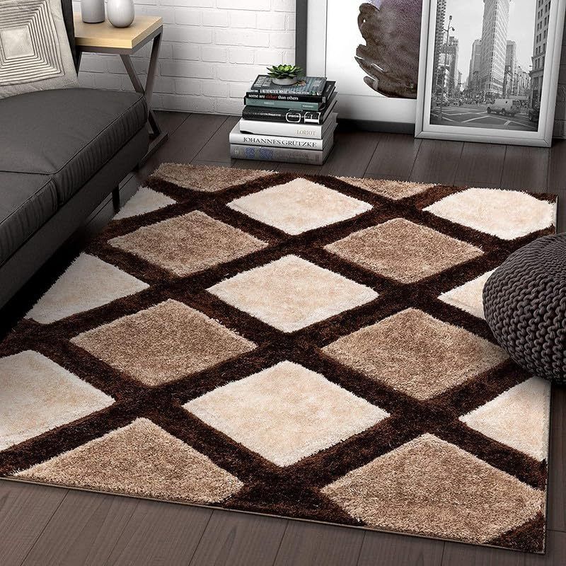 Carpets for Living Room 4x6 Feet | Beige/Brown, Size: 4x6 Feet, Color: Beige/Brown