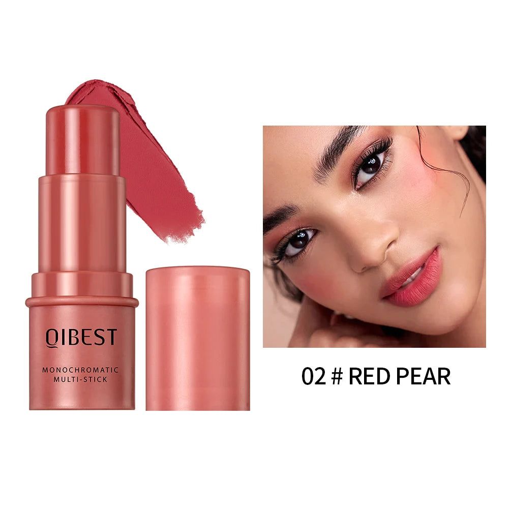 3-in-1 Cheek Blush Stick Lip Tinted Eyes Cheek Lips Brighten Cream, Color: 02