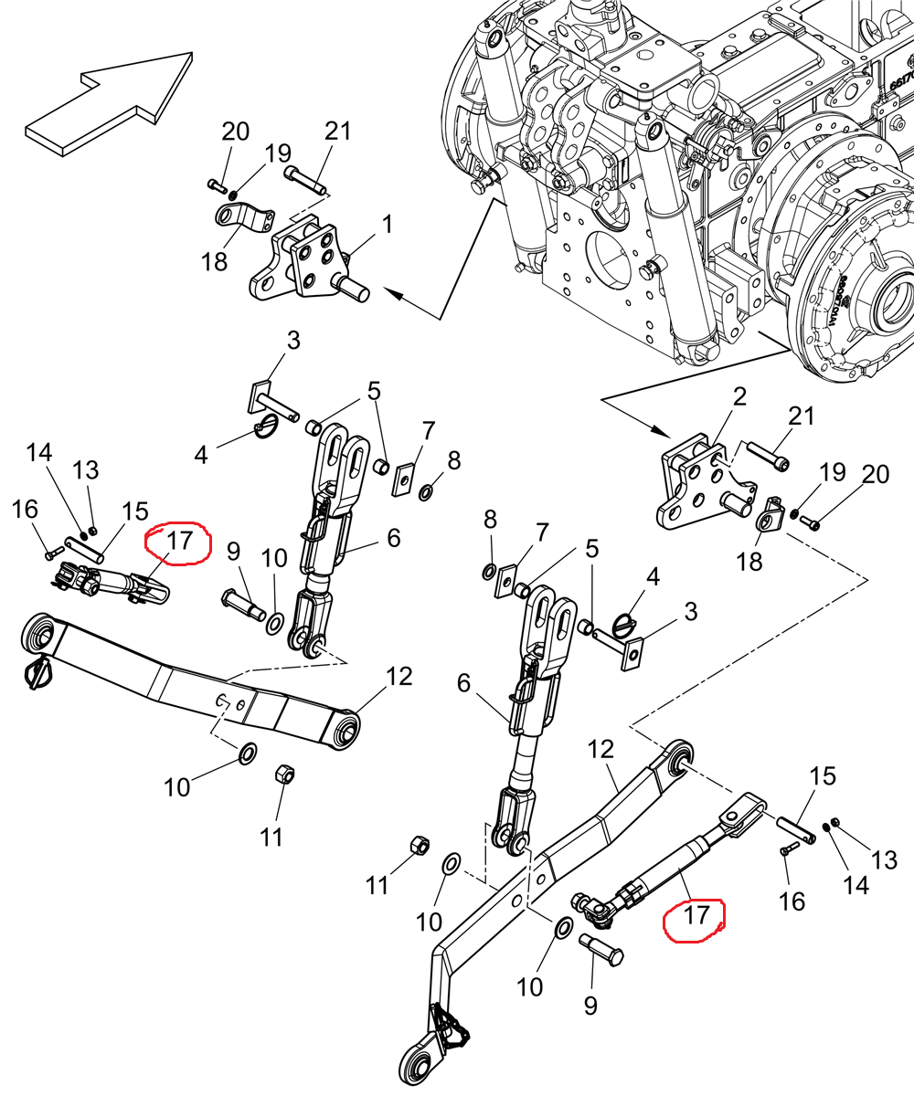 STABILIZZATORE ATTACCO TRE PUNTI LANDINI REX 3 CODICE:6659576A2
